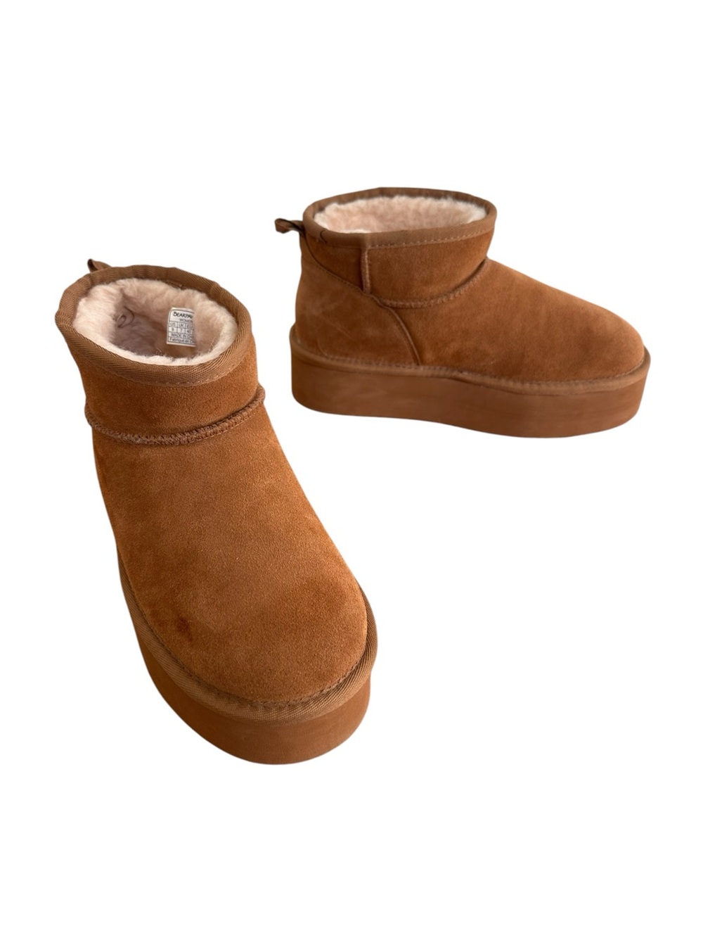 Bearpaw Shalini Suede Platform Cozy Fuzzy Ankle Booties